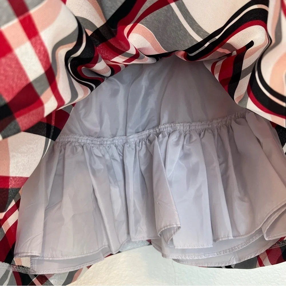 NWT Iris and Ivy Black Red White Velvet Plaid Bow Tie Dress- Size 2T